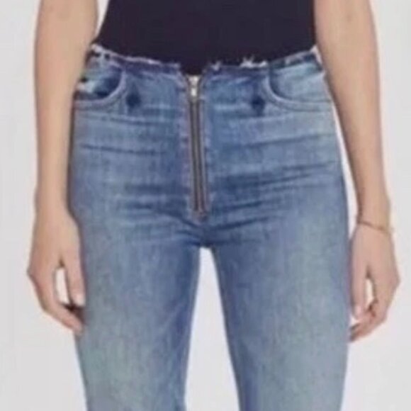 MOTHER The Dazzler XYZ Double Fray Size 27 Mid-Rise Slim Straight Ankle - Picture 4 of 13